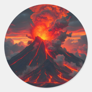Inferno Summit – Vulkanisch Fantasielandschap  Ronde Sticker