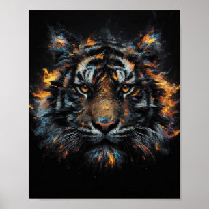 Inferno Tijger – Vurig Wilde Tijger Digitale Kunst Poster