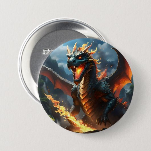 Inferno's Breath: De vlam van de draak Ronde Button 7,6 Cm (Voorkant /achterkant)