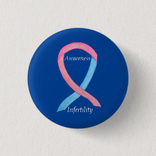 Infertiliteitbewustzijn Roze & Blue Ribbon Pin Ronde Button 3,2 Cm