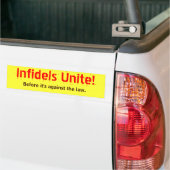 Infidels verenigen! bumpersticker (Op Truck)