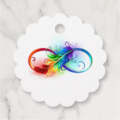 Infineensymbool met regenboogvanger bedankjes labels (Achterkant)