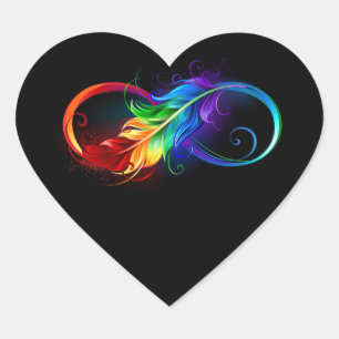Infineensymbool met regenboogvanger hart sticker