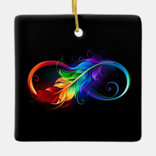 Infineensymbool met regenboogvanger keramisch ornament (Voorkant)