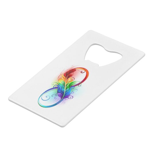 Infineensymbool met regenboogvanger kredietkaart flessenopener (Voorkant Gekanteld)