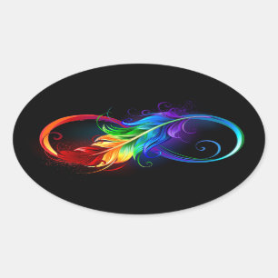 Infineensymbool met regenboogvanger ovale sticker