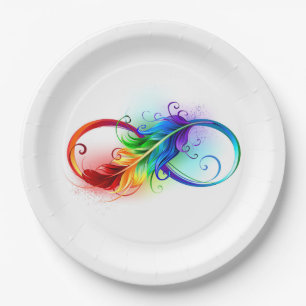 Infineensymbool met regenboogvanger papieren bordje