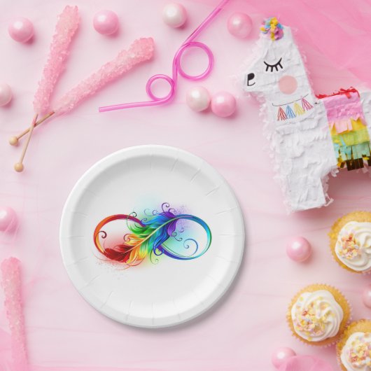 Infineensymbool met regenboogvanger papieren bordje (Feest)