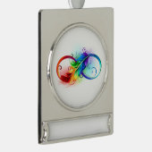 Infineensymbool met regenboogvanger verzilverd banner ornament (Rechts)