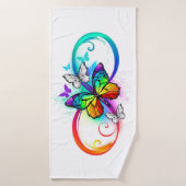 Infini lumineux avec papillon arc-en-ciel (Serviette de bain)