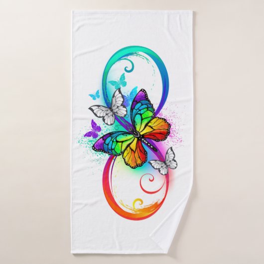 Infini lumineux avec papillon arc-en-ciel (Serviette de bain)