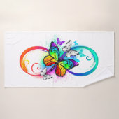 Infini lumineux avec papillon arc-en-ciel (Serviette de bain)