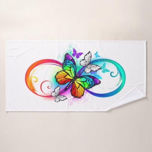 Infini lumineux avec papillon arc-en-ciel (Serviette de bain)