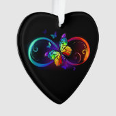 Infini vibrant avec papillon arc-en-ciel sur noir (devant)