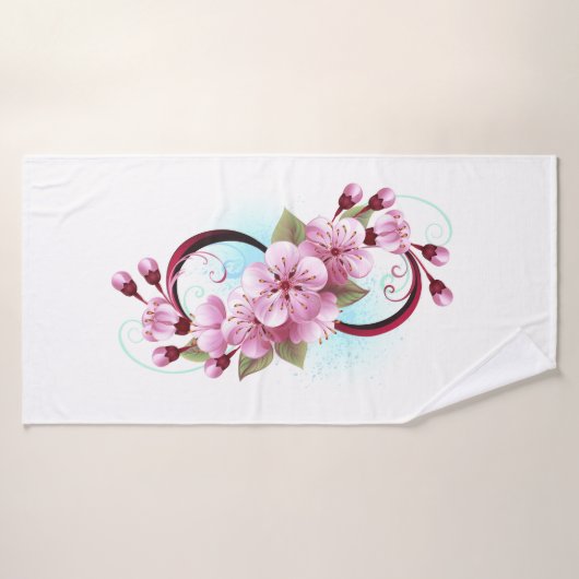 Infinité avec les fleurs Sakura (Serviette de bain)