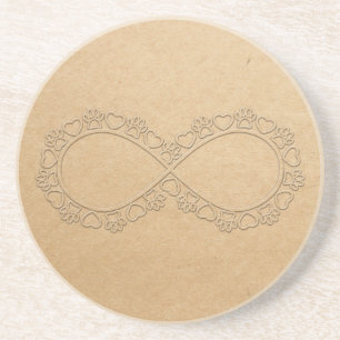 Infinite Love Dog Paw Print Zandsteen Onderzetter