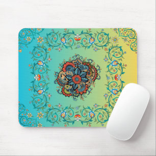 Infinite Splendor – Groene Mehndi Bloemen Ontwerp Muismat