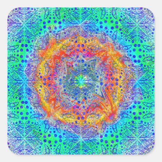 Infinite Sunrise psychedelisch ontwerp Vierkante Sticker (Voorkant)
