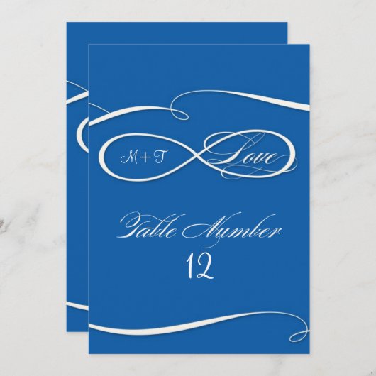 Infinite symbool teken Infinite Love Table Numbers Kaart (Voorkant / Achterkant)