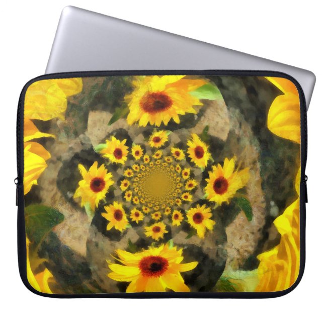 Infinite zonnebloemen laptophoes laptop sleeve (Voorkant)