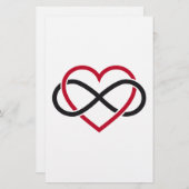 Infiniteit hart, nooit einde liefde briefpapier (Voorkant / Achterkant)