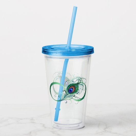 Infiniteitssymbool met Peacockdoether Acryl Drinkbeker (Achterkant)