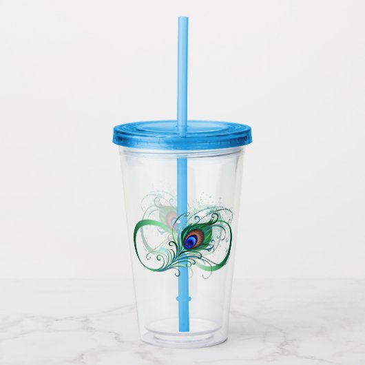 Infiniteitssymbool met Peacockdoether Acryl Drinkbeker (Voorkant)