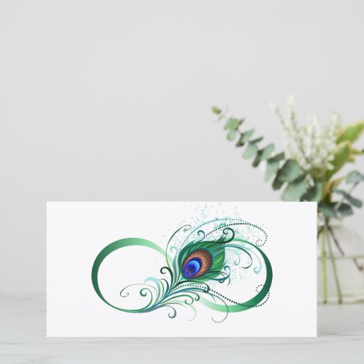 Infiniteitssymbool met Peacockdoether Bedankkaart (Staand voorkant)