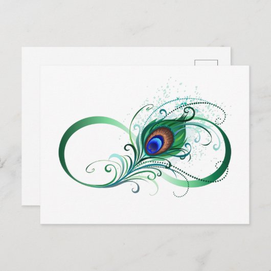 Infiniteitssymbool met Peacockdoether Briefkaart (Voorkant / Achterkant)