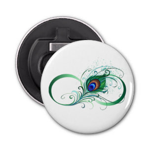 Infiniteitssymbool met Peacockdoether Button Flesopener
