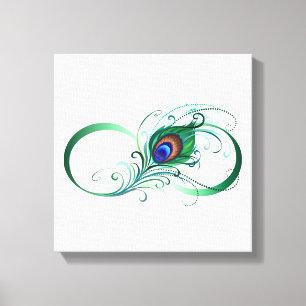 Infiniteitssymbool met Peacockdoether Canvas Afdruk