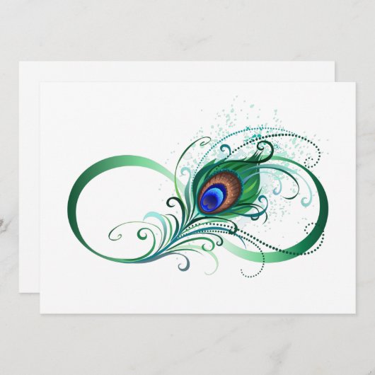 Infiniteitssymbool met Peacockdoether Feestdagenkaart (Voorkant / Achterkant)