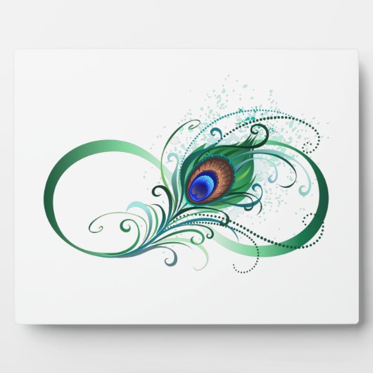 Infiniteitssymbool met Peacockdoether Fotoplaat (Voorkant)