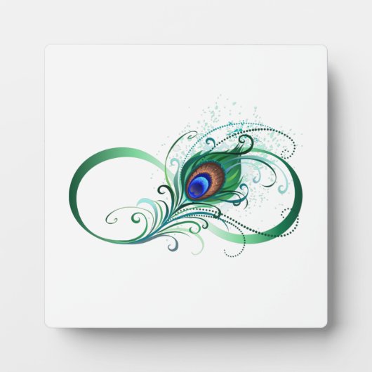 Infiniteitssymbool met Peacockdoether Fotoplaat (Voorkant)
