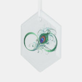 Infiniteitssymbool met Peacockdoether Glas Ornament (Voorkant links)