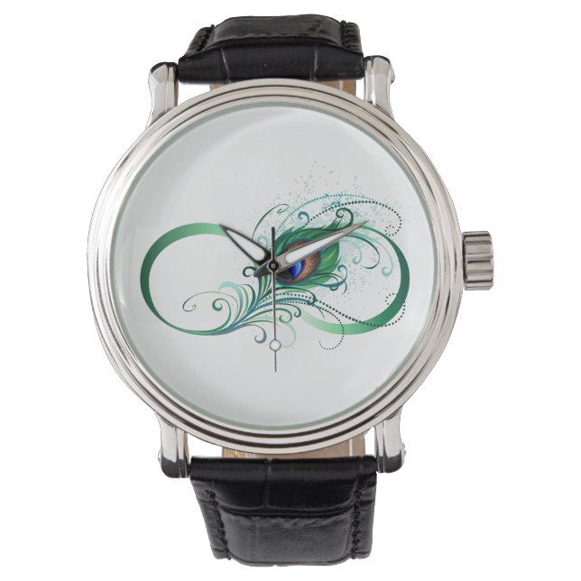 Infiniteitssymbool met Peacockdoether Horloge (Voorkant)