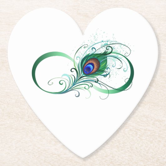 Infiniteitssymbool met Peacockdoether Kartonnen Onderzetters (Voorkant)