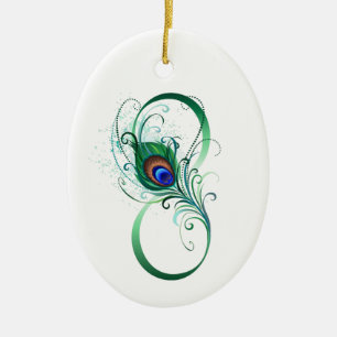 Infiniteitssymbool met Peacockdoether Keramisch Ornament