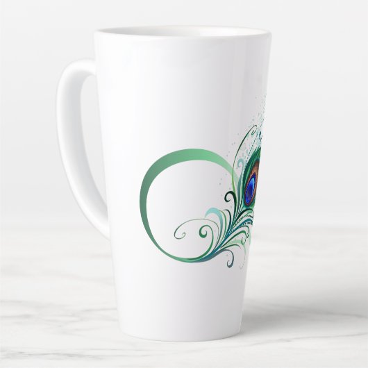 Infiniteitssymbool met Peacockdoether Latte Mok (Linkerhoek)
