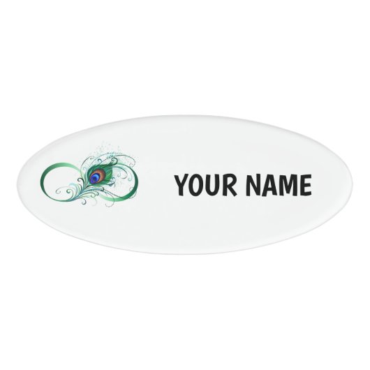 Infiniteitssymbool met Peacockdoether Naambadge (Voorkant)
