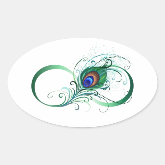 Infiniteitssymbool met Peacockdoether Ovale Sticker (Voorkant)