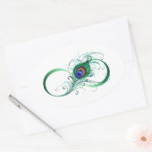 Infiniteitssymbool met Peacockdoether Ovale Sticker (Envelop)