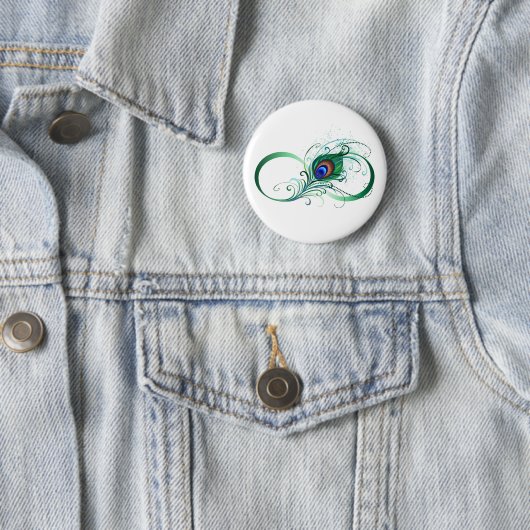 Infiniteitssymbool met Peacockdoether Ronde Button 5,7 Cm (In situ)