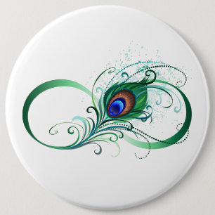 Infiniteitssymbool met Peacockdoether Ronde Button 6,0 Cm