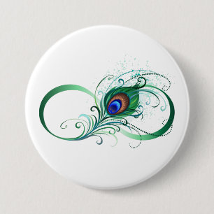 Infiniteitssymbool met Peacockdoether Ronde Button 7,6 Cm