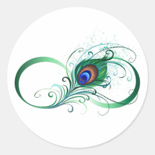 Infiniteitssymbool met Peacockdoether Ronde Sticker