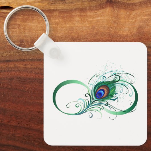 Infiniteitssymbool met Peacockdoether Sleutelhanger (Voorkant)