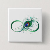 Infiniteitssymbool met Peacockdoether Vierkante Button 5,1 Cm (Voorkant)
