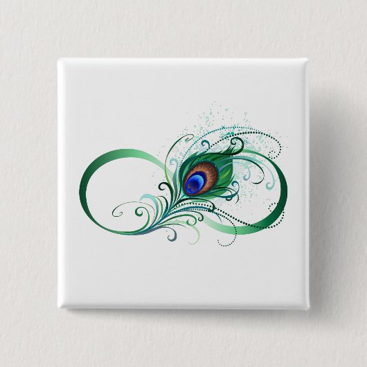 Infiniteitssymbool met Peacockdoether Vierkante Button 5,1 Cm (Voorkant)