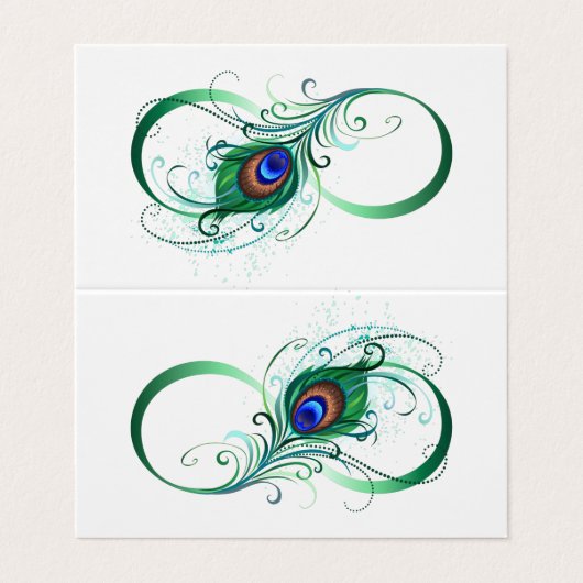 Infiniteitssymbool met Peacockdoether Visitekaartjes (Buitenkant ongevouwen)